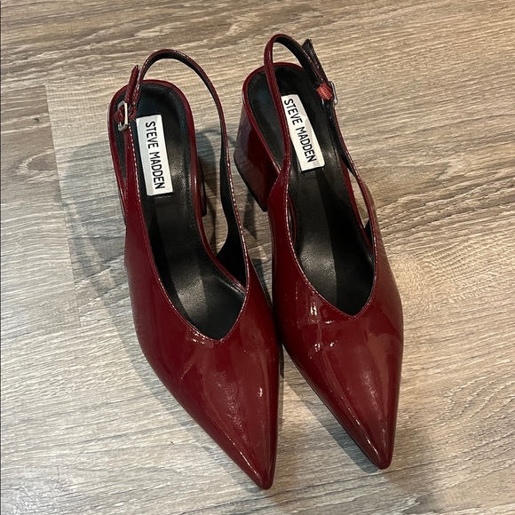 Steve Madden Dark Red Patent Slingback Heels - Picture 1 of 4